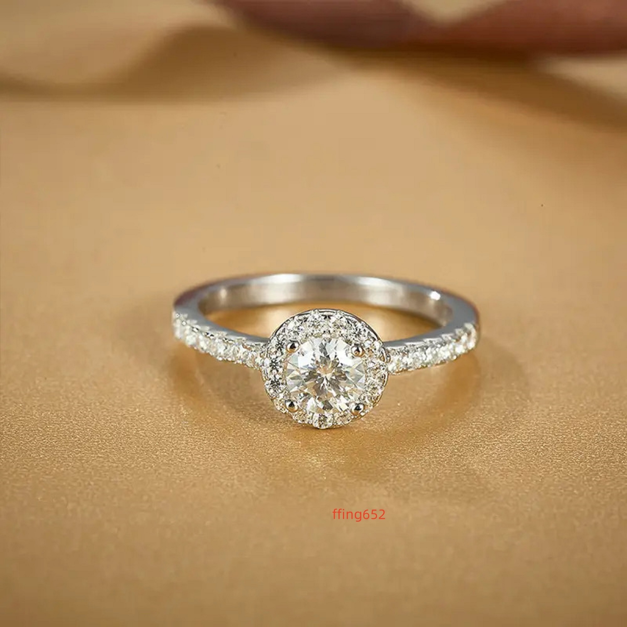 Silver Ring Moissanite Ring Round Moissniate Engagements Ring