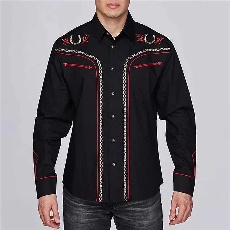 Western Tribal Mens Shirt Long Sleeve Suit Lapel Party Casual Top Fashion New High Quality Comfortable Material 2023 Plus Size W250312