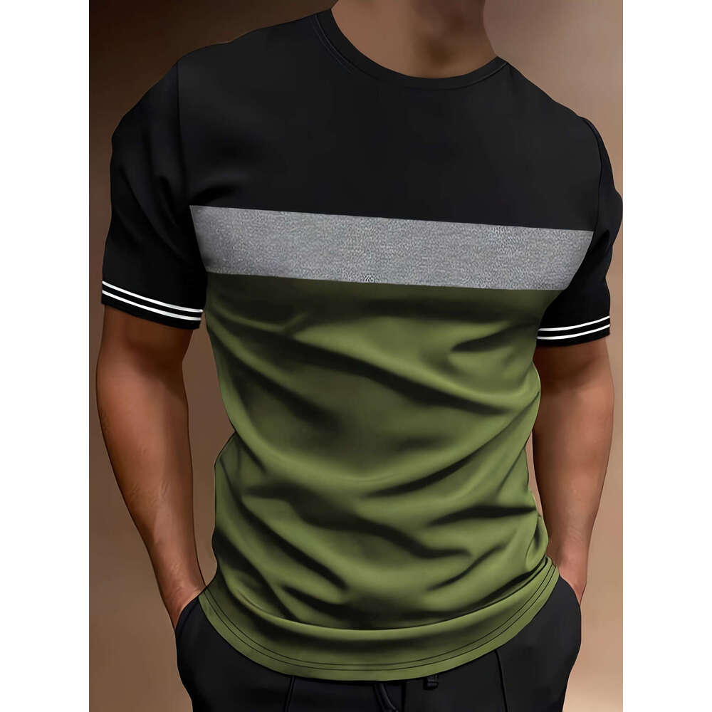 Hot sell European American men's clothing, youth sports, digital printing, 3D T-shirt, short sleeved, 2025 new casual and versatile fashion cloth