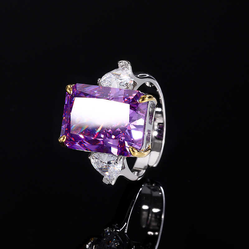 2024 New Zhuangsheng High Carbon Diamond Ice Flower Cut Purple Diamond Copper Set for Women 12 * 16-10 * 12 W250312