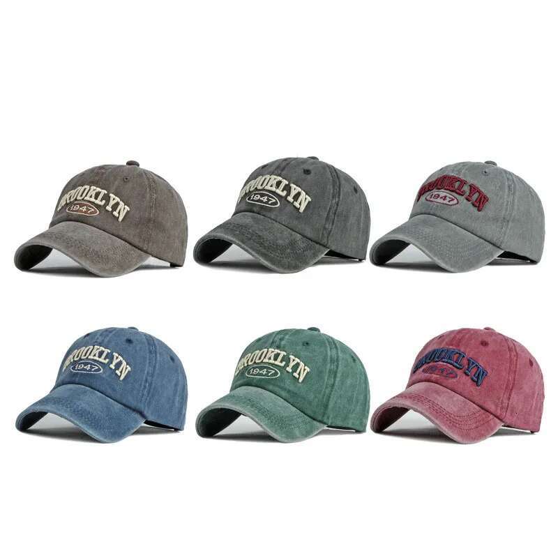 Four Season Men Baseball For Women Casual Retro Washed Cotton 1947 Embroidered Snapback Hat Summer Unisex Sun Protection Cap