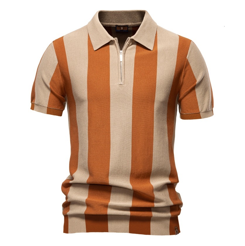 2025 summer new collar woolen t shirt polo men's short sleeved top tracksuit