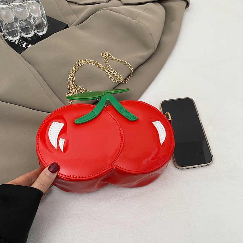 Internet Celebrity Cute Fruit Bag Style Forest Sweet Girl Fashionable Personality Cherry Shaped Crossbody Small Round Bag 250315