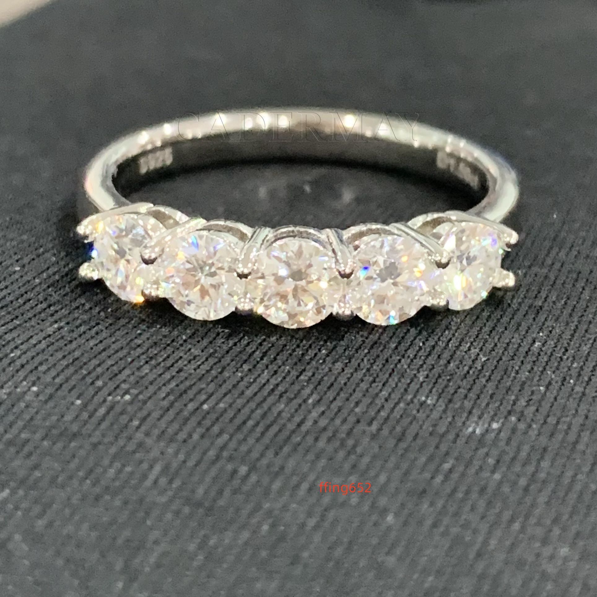 D VVS Round Moissanite Wedding Eternity Ring Band 5pcs 4mm Silver925 Wholesale Price Fashion Jewelry Ready to Ship
