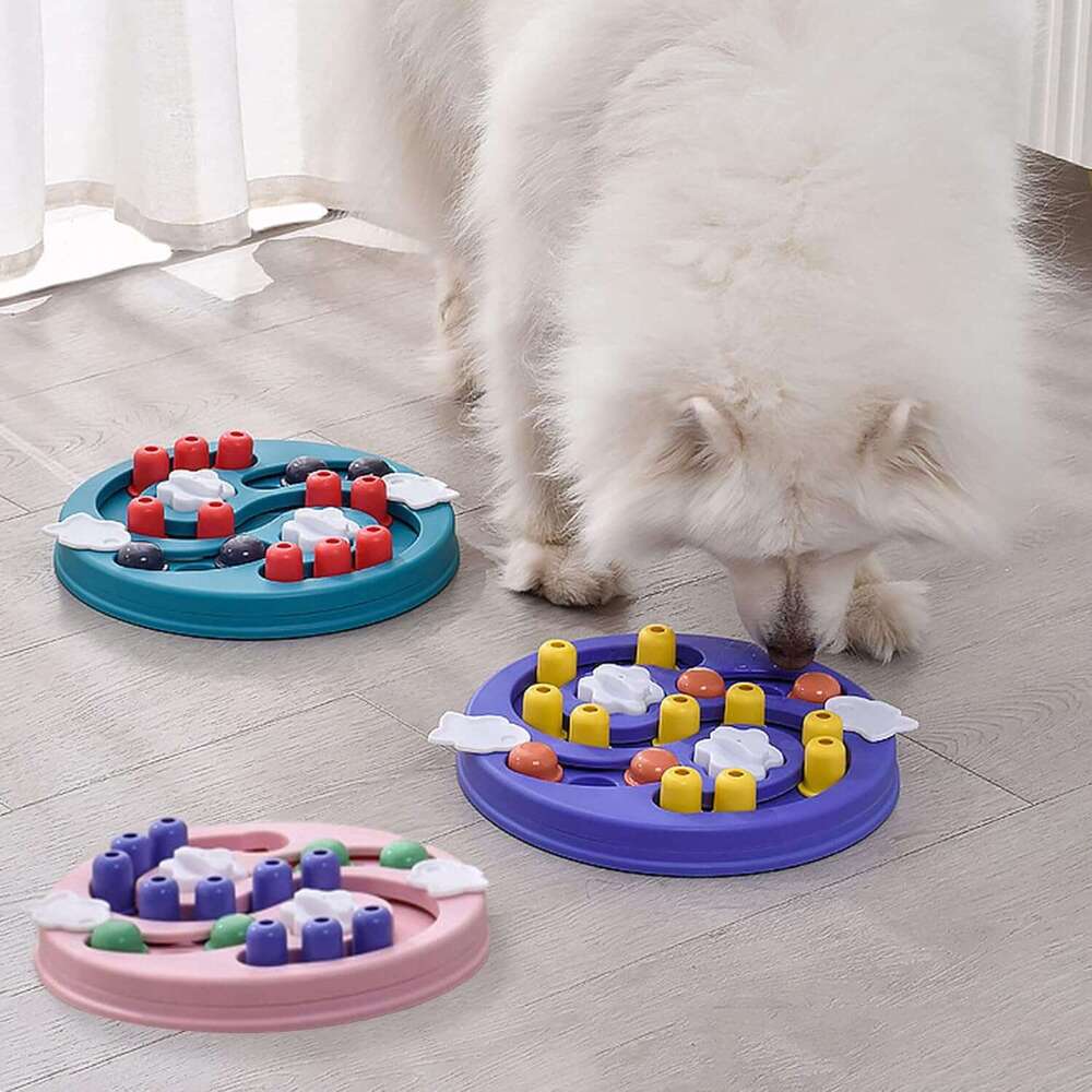 DHpet Pet Slow Feeder Bowls Portable Slip Leakproof Cats/Dogs Multifuctional with Puzzle Plates Dog
