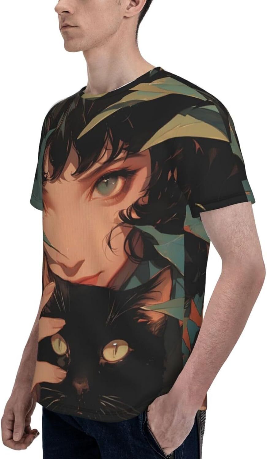 Mens T shirt Cat Girl Pattern Men's Women's T-Shirt Cute Anime Girl 3D Printed Novelty Short Sleeve Unisex Fashion Tee tee Casual tops summe