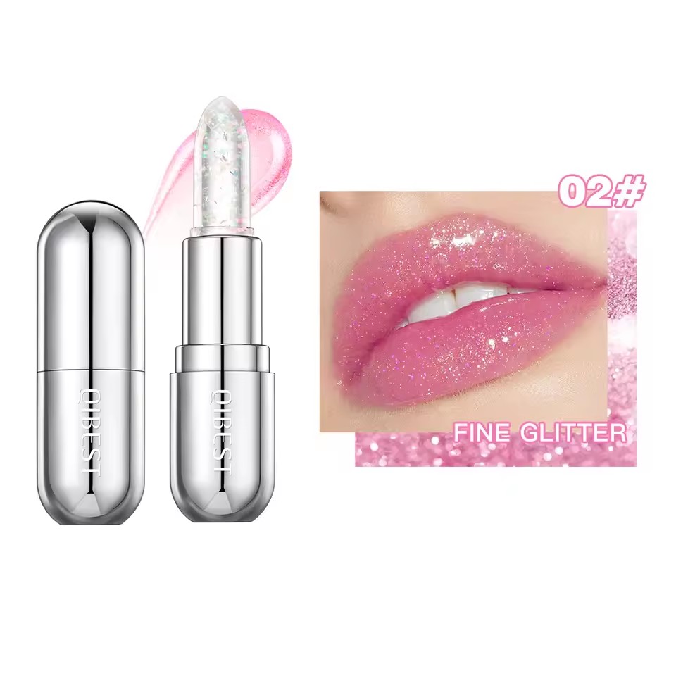 QIBEST Hot Glitter Transparent Lip Balm Colors Changing Lipstick Moisturizing Natural Shimmer Lips Plumper Gloss Lips Cosmetics