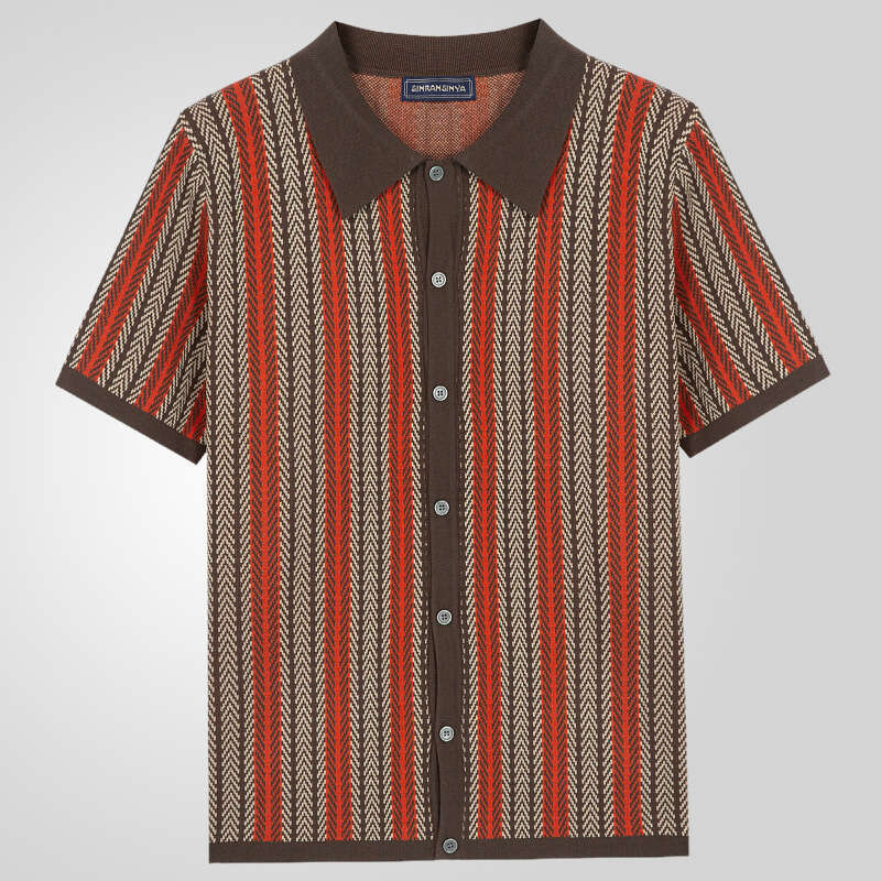 European and American men's high-end short sleeved knitted summer striped jacquard business polo shirt sy0116 2025 new casual fashion trend cloth