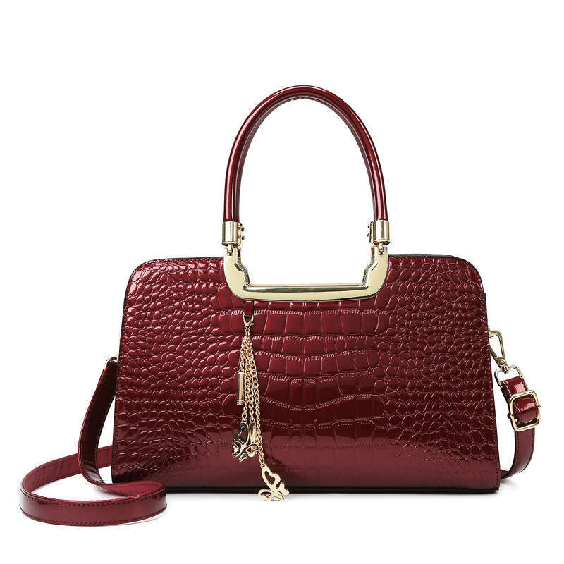 Women's Bags handbag Ladies' handbag fashionable and high-end crocodile pattern shoulder new hot selling patent leather crossbody bag, large