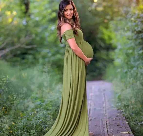 Maternity Dress maternity photography prop maxi gown pregnant women cloth pajamas lace nightgown Dress Fancy baby shower dressT250311