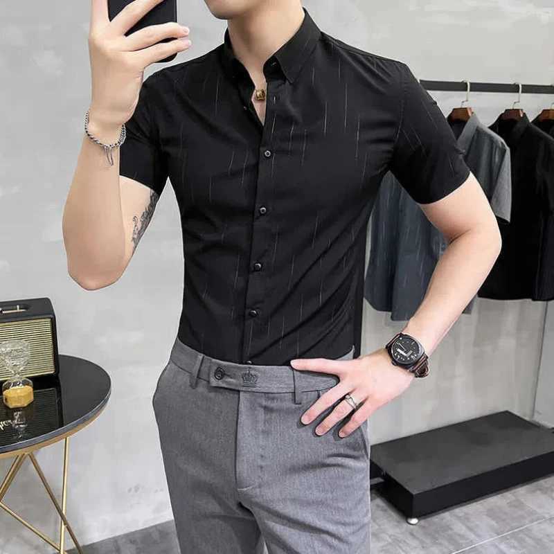 Mens Sleeping Miao Tiao Handsome Casual Business Formal Fashion Top W250312