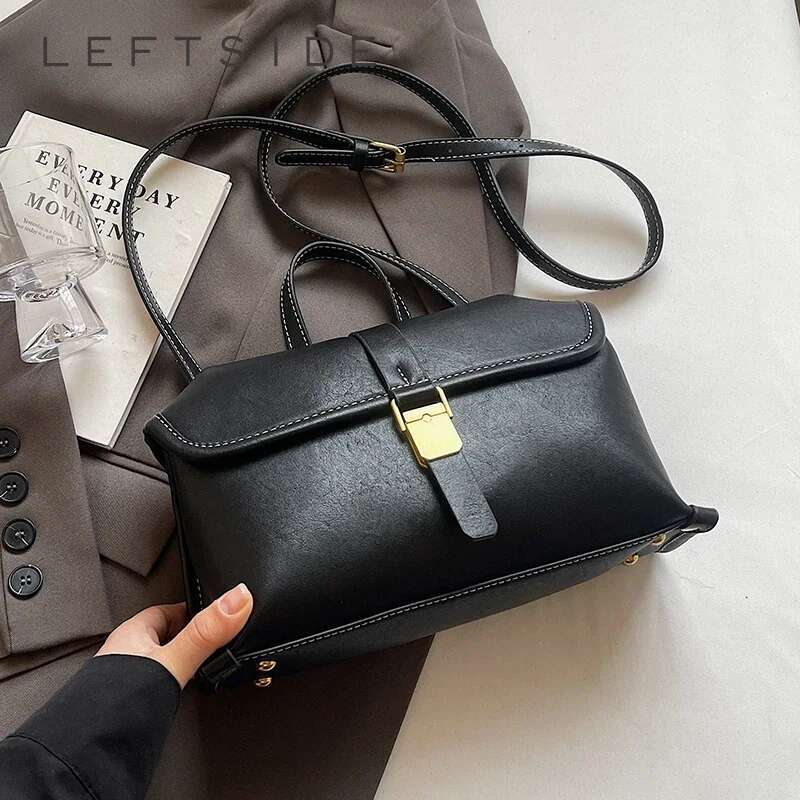LEFTSIDE Small PU Leather Crossbody Bags Lady With Short Handle For Women 2024 New Designer Y2k Fashion Handbags And Purses