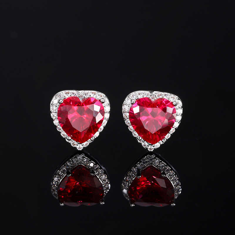 2024 New Zhuangsheng Simulation Red Corundum Heart Shaped Light Luxury Set 15 * 15-12 * 12-9 * 9 W250312