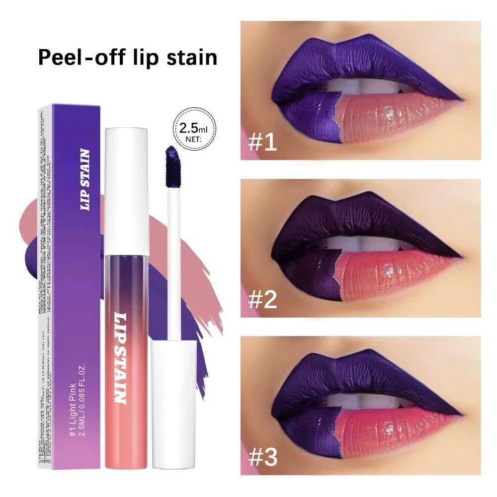 Lip color peeling reveals long-lasting waterproof pink lip color transfer preventing natural lip color W250312