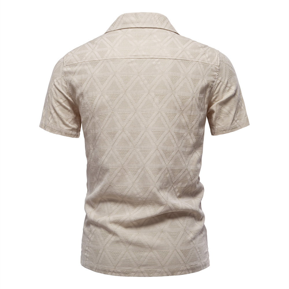 2025 Summer New Jacquard Pattern Men's Casual Business Top Flip Collar Short Sleeve t shirt Men tracksuit polo