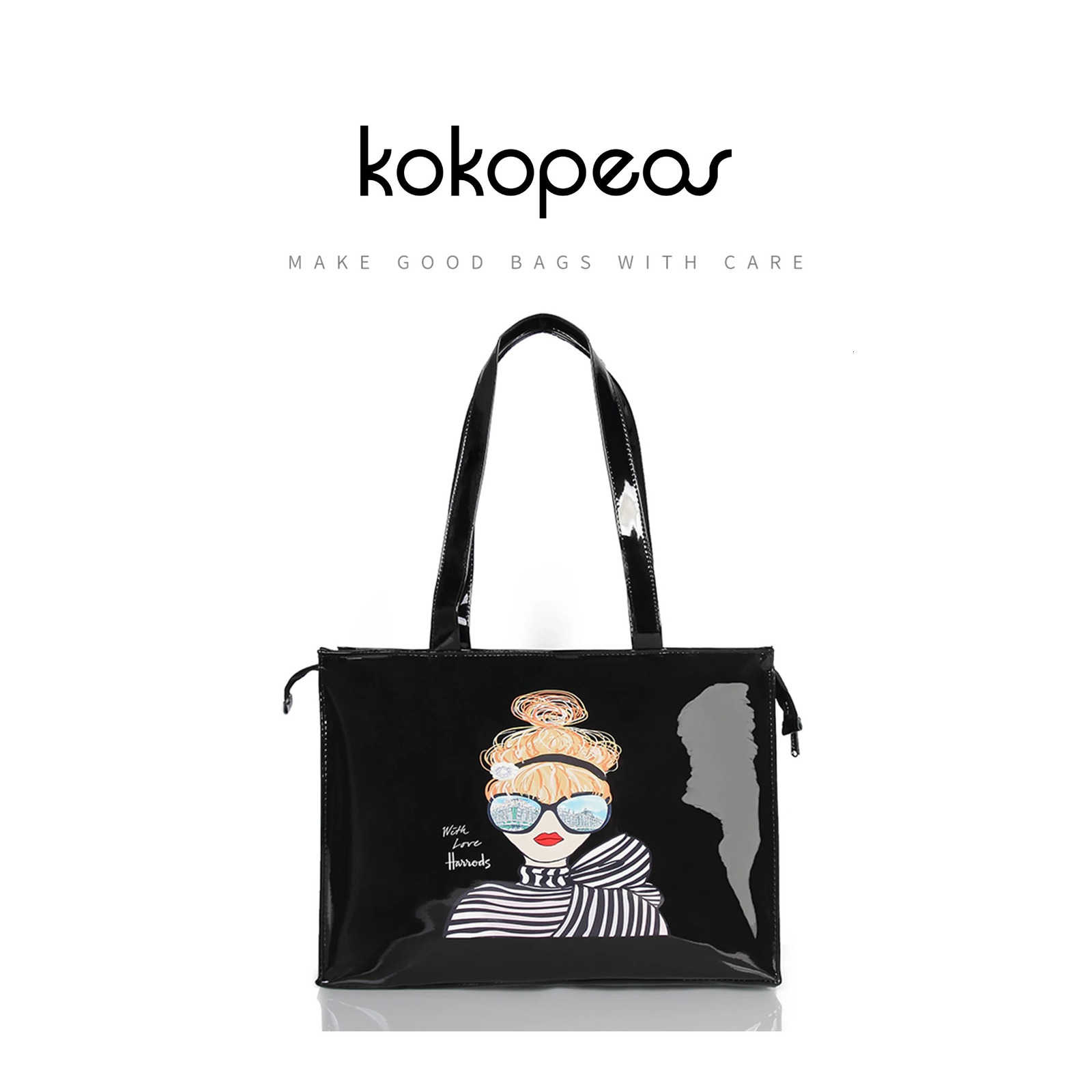 KOKOPEAS Fashion Graphic Tote Shopping Bag Reusable Waterproof PVC Shoulder Bag London Style Handbag Women Shopper Purse 250305