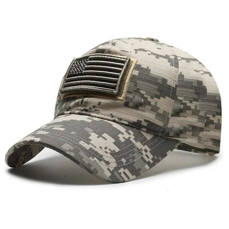 American Flag Camouflage Sticker Embroidered Baseball Net Hat Men's Outdoor Velcro Cap