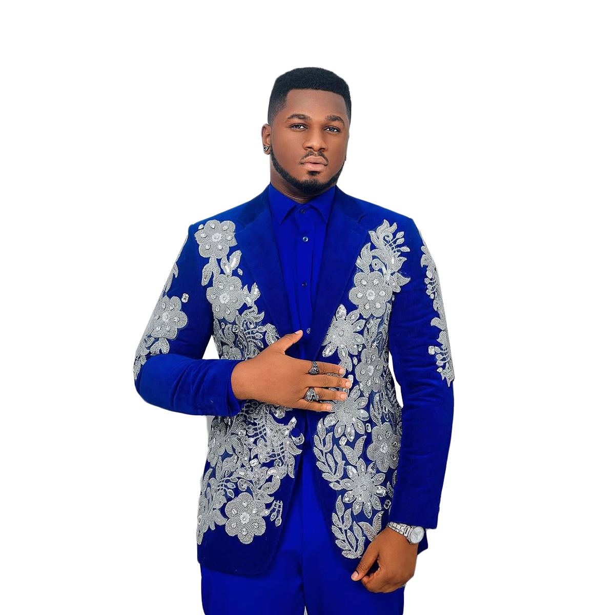 Men Suits for Wedding Tailor-Made Crystal 2 Pieces Suit Tuxedos Notched Lapel Appliques Beaded Shiny Groom Blazer Pants Prom Evening Party Custom Made