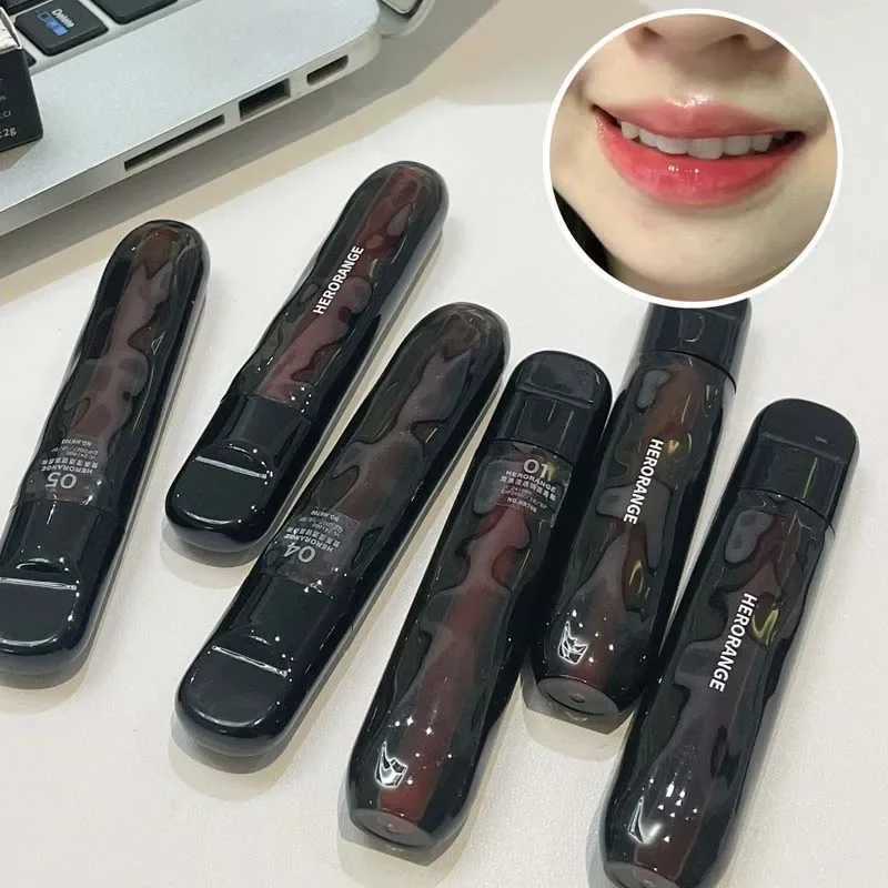 Sexy red mirror water lip gloss black tube lipstick transparent glass lipstick waterproof pink liquid lipstick transparent coloring makeup W250312