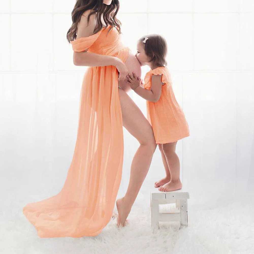 Pregnancy Photography Dress Sexy Shoulderless Maternity Dress Summer New Maxi Floor-length Skirt Maternity Photoshoot Long DressT250311