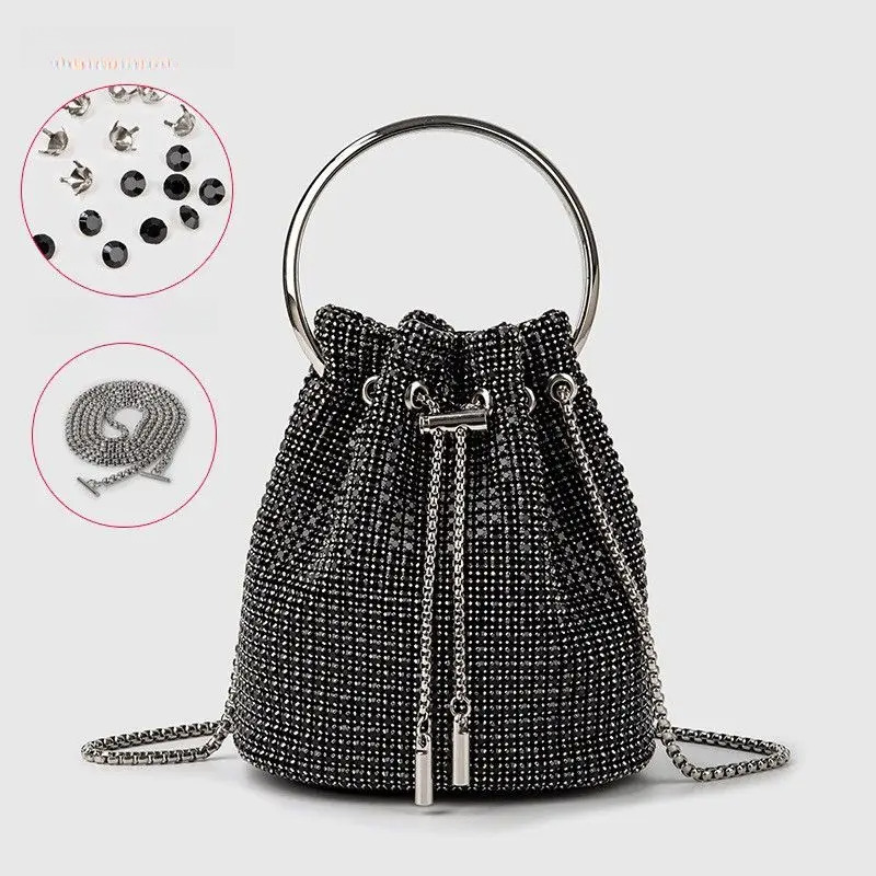 2025 New Bucket Bag For Women Shining Inlaid Dia Bag Fashion Designer Women s Handbag Casual Chain Crossbody Bag Wallet Cosmetics Storage Bag