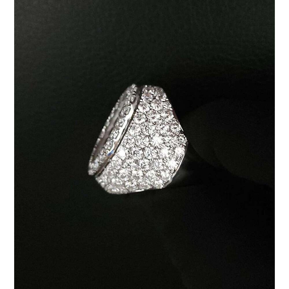 Hip hop style unisex high-quality pure silver fully chilled round and long stick feldspar ring discount
