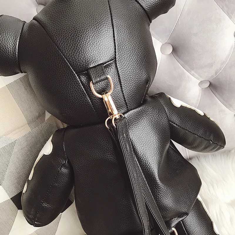 62cm Skeleton Bear Female Backpack Designer Casual Personality Skull Stitches Backpack Doll Cute Red Black Bears School BagT250313