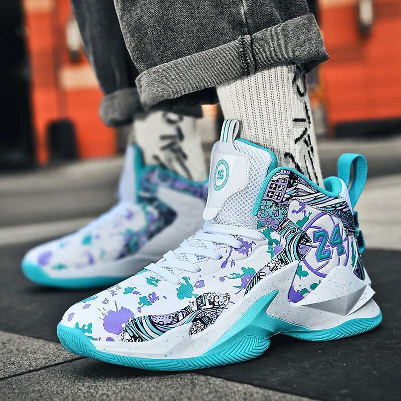 New High-Top Men Women Ankle Protection Non-Slip Sport Training Shoes Breathable Shockproof Basketball Boots