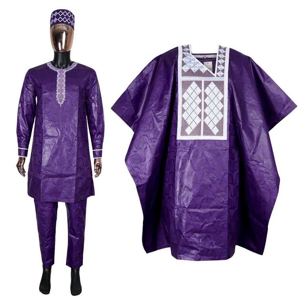 New African mens traditional clothing including long robes embroidered red tops pants sets and Bazaar Muslim wedding party costumes X250313