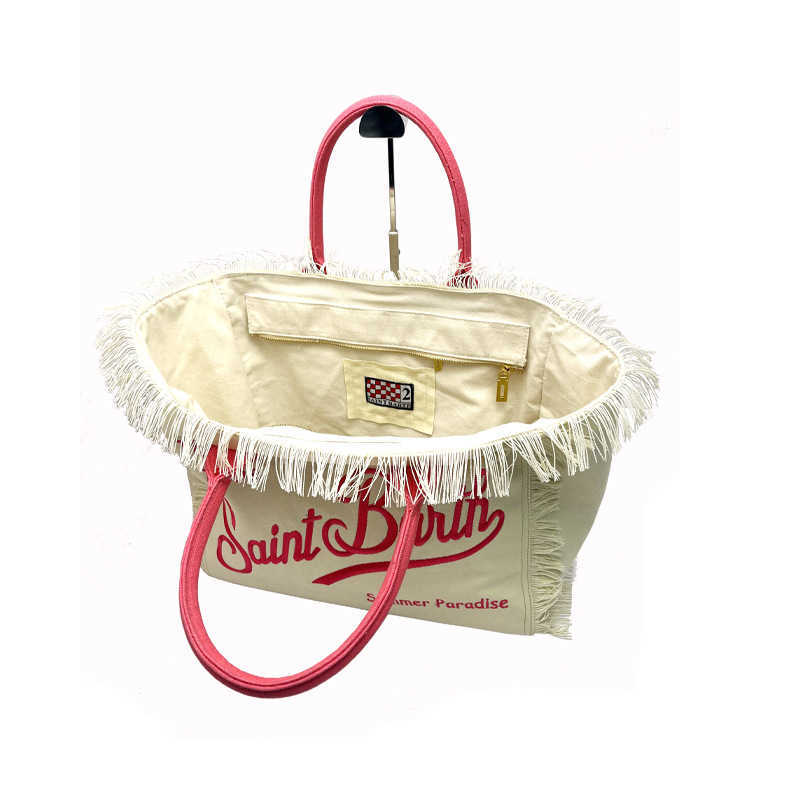 Saint Bart's New Women's Large Capacity Leisure Travel Canvas Embroidered Handmade Tassel Handbag Tote Bag 250315
