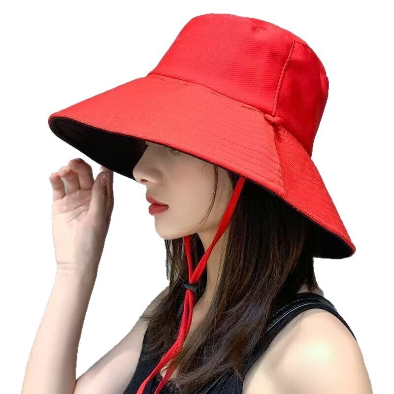 Fisherman's 2025 spring summer women's new travel with large brim to cover the face and a double-sided sun protection hat for outdoor wear b