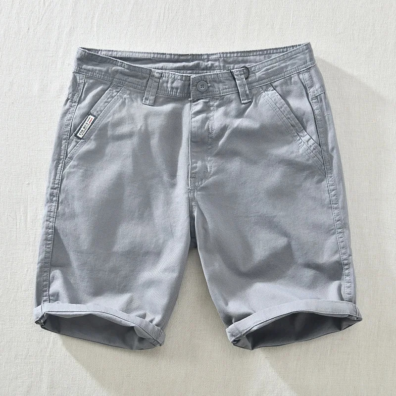 Summer Solid Color Versatile Mens Cargo Shorts Casual Cotton Comfortable Work Shorts With Multi-pocket 250312