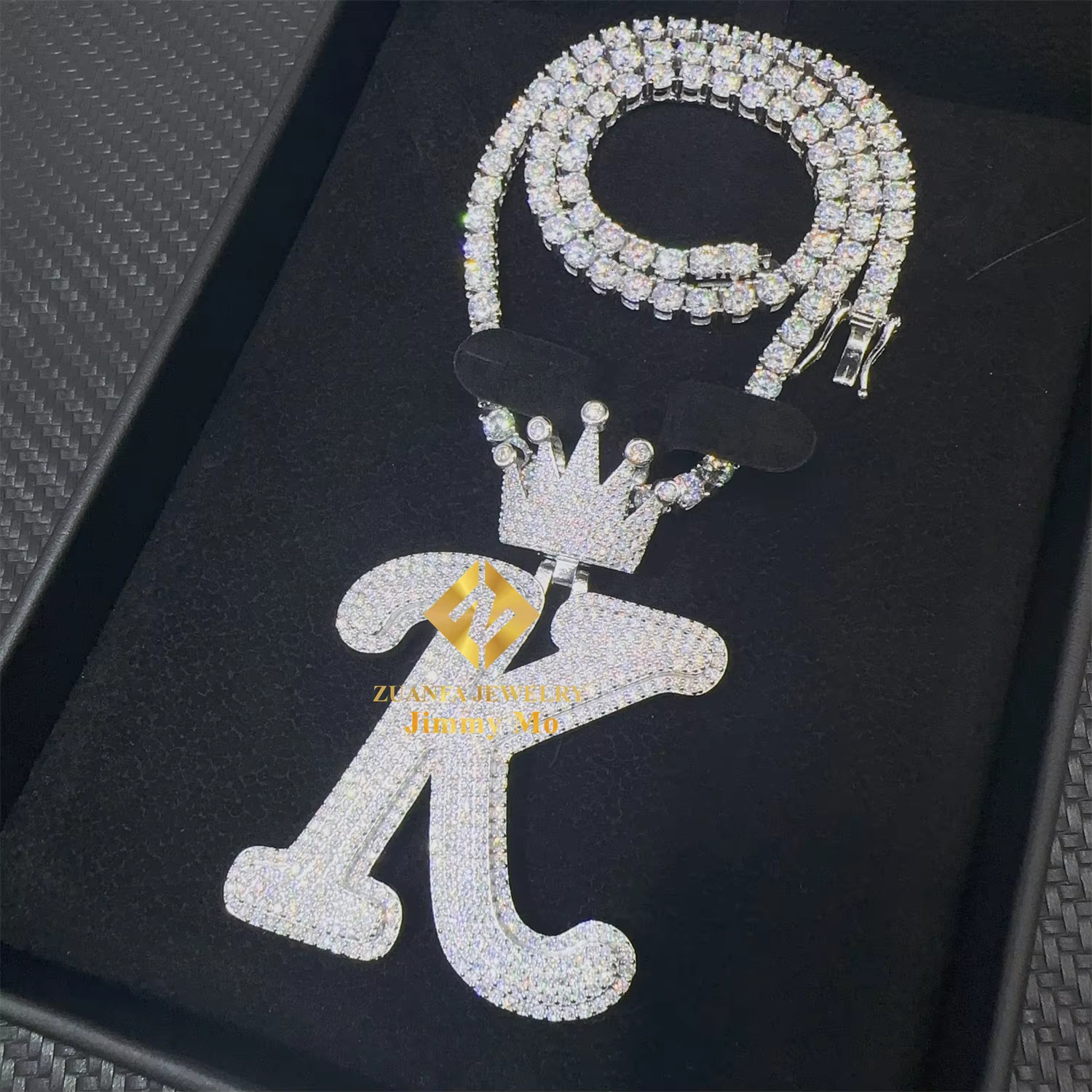GRA Certificate Customized Pendant Luxury Jewelry 2in 925 Silver Iced Out VVS Moissanite Letter Initial K Name Pendant