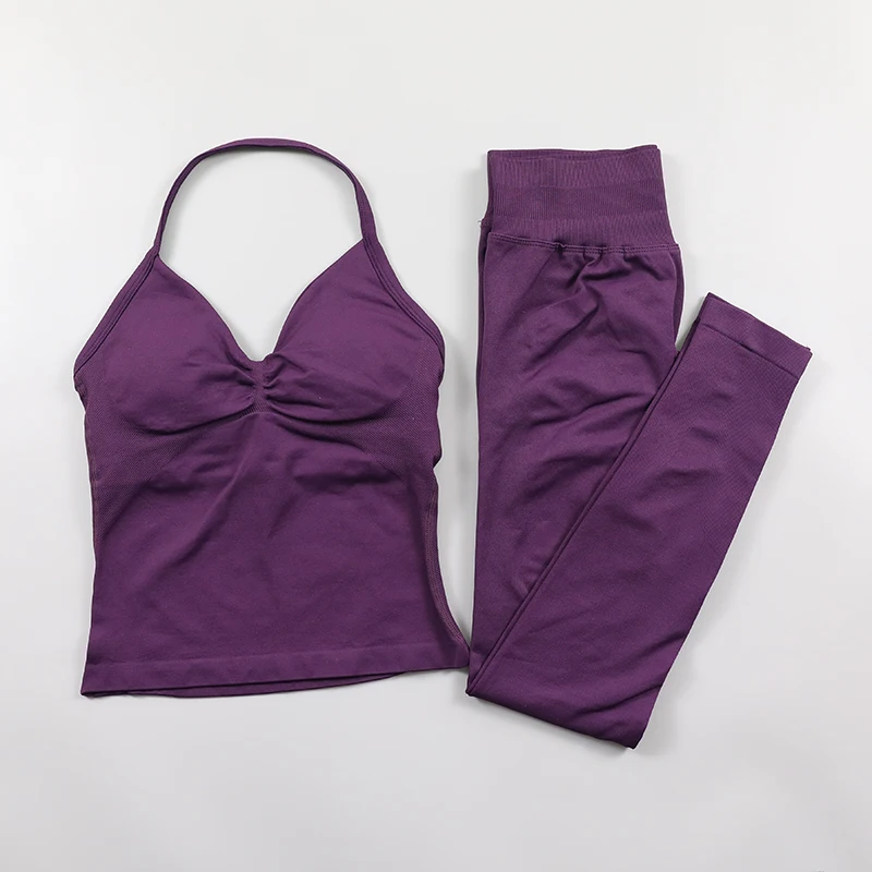 2025--Impact Set Women Padded Tank Tops Longe High Waist Scrunch Seamless Yoga Leggings Fiess Clothes Workout Sets Gym Suit Activewear Tracksuit