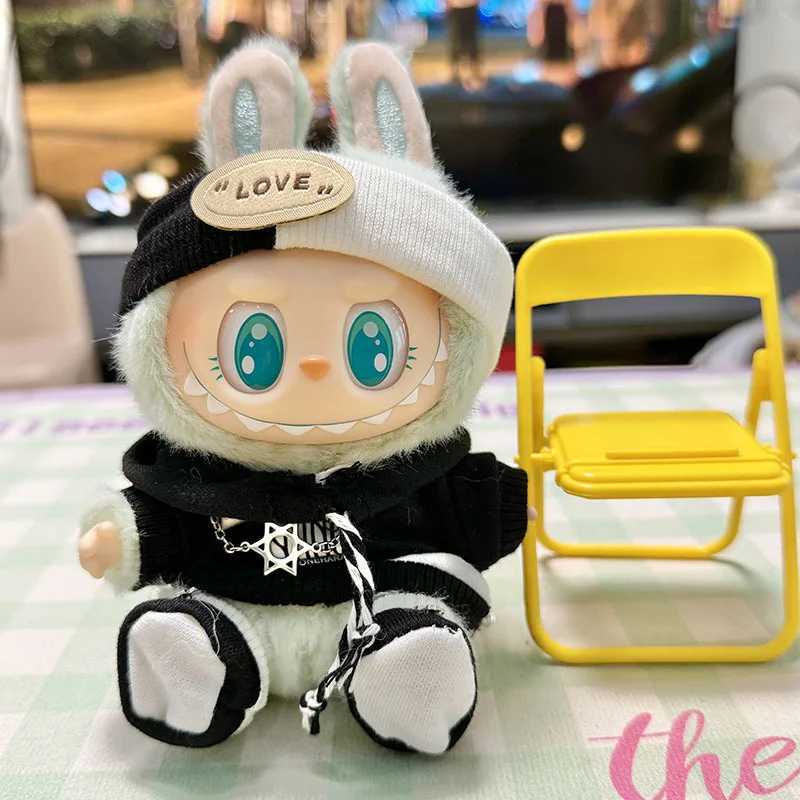 For 17cm Labubu V1 V2 Idol Dolls Clothes Cute Hoodie Mini Doll Sitting Party Outfit Clothing Korea Kpop Exo DIY GiftsT250313