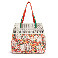 CHCH Women's PU Bucket Classic Letter Style Color Printed Shoulder Bag Large Capacity Handbag