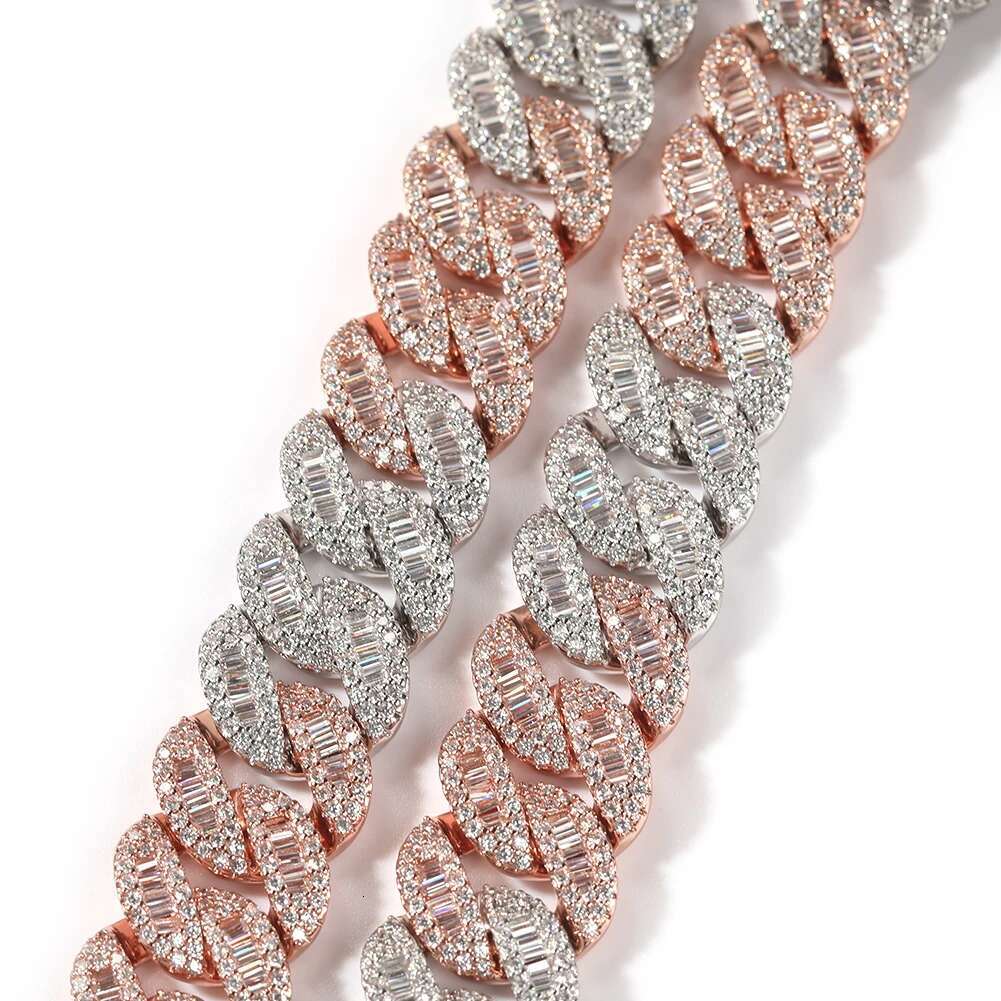 THE BG KING 16mm Mulitcolor Miami Cuban k Necklace Prong Setting Baguettecz Cubic Zirconia Bracelet HipHop Jewelry