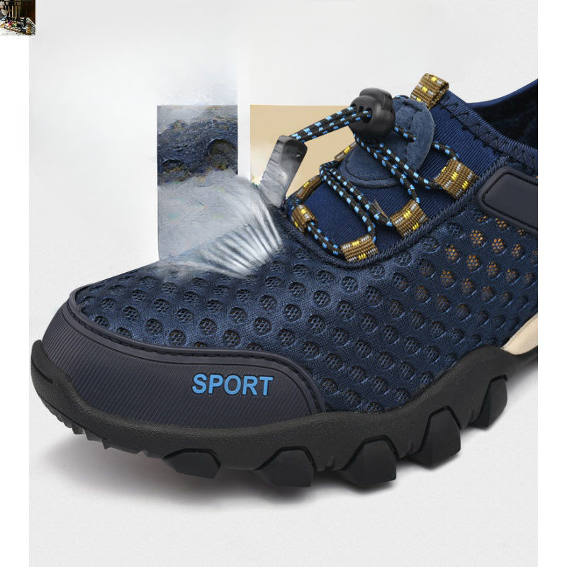 2025 New Male Designer Trendy, Fashionable, Breathable, Leisure, Hollow Mesh Outdoor Mountaineering and Hiking Shoes