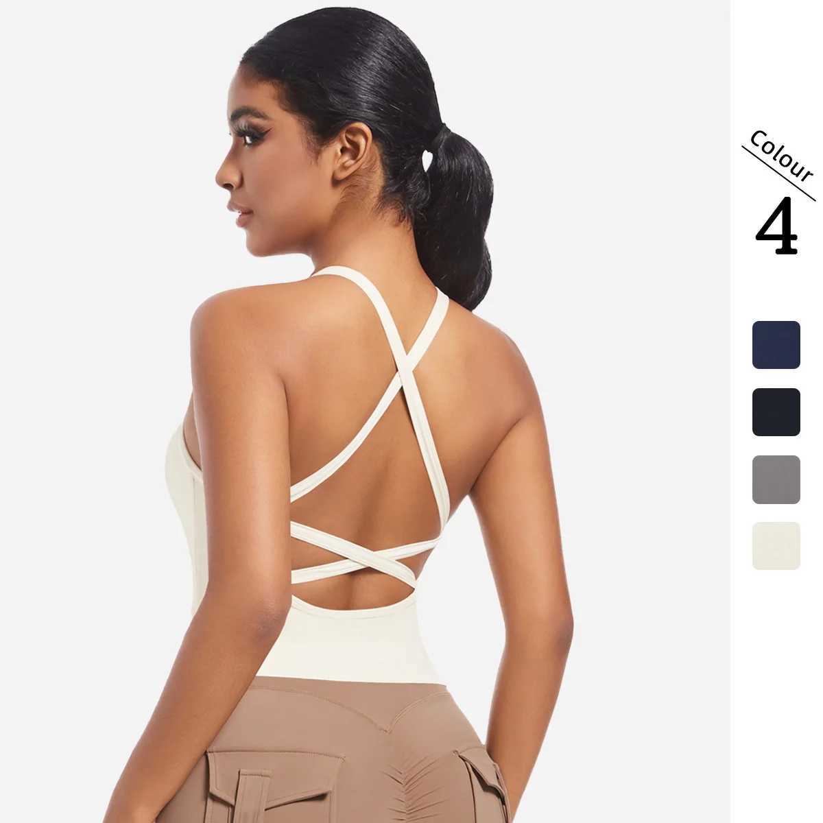 Active Shirts Tees Bra Underwear Women Summer Shockproof Bra Beautiful Back Sports Running External Wear Training Fitn Tank Top Bra Y2503121BHO