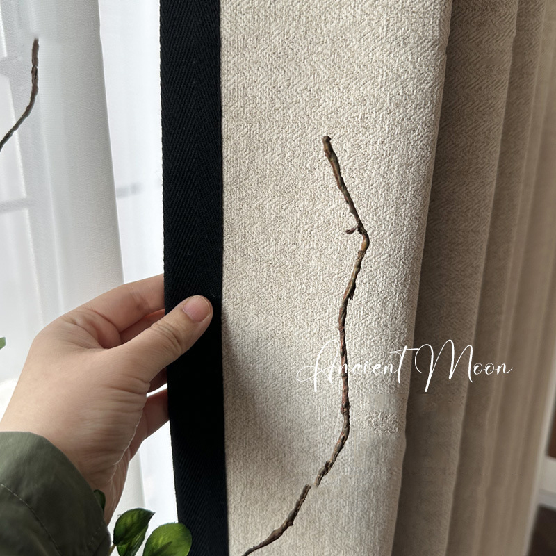 C345 Ancient style jacquard dark pattern chenille curtain high light-blocking high quality curtains washable black edge shape