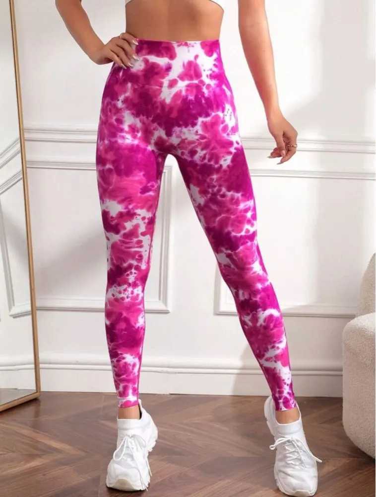 Active Pants Women Seaml Sport Leggings High Waist Print Yogo Stretch Fit Leggings Tie Dye Booty Lifting Training Jogging Pants Y250312IAZI