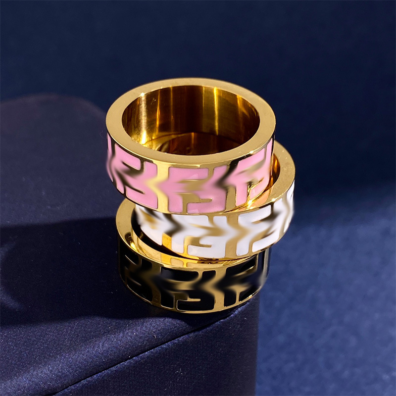 18K Titanium Designer Ring Letter F Classic Rings for women Luxury Gift Band rings Love Ring Female Elegant rings Stainless Alloy High quality