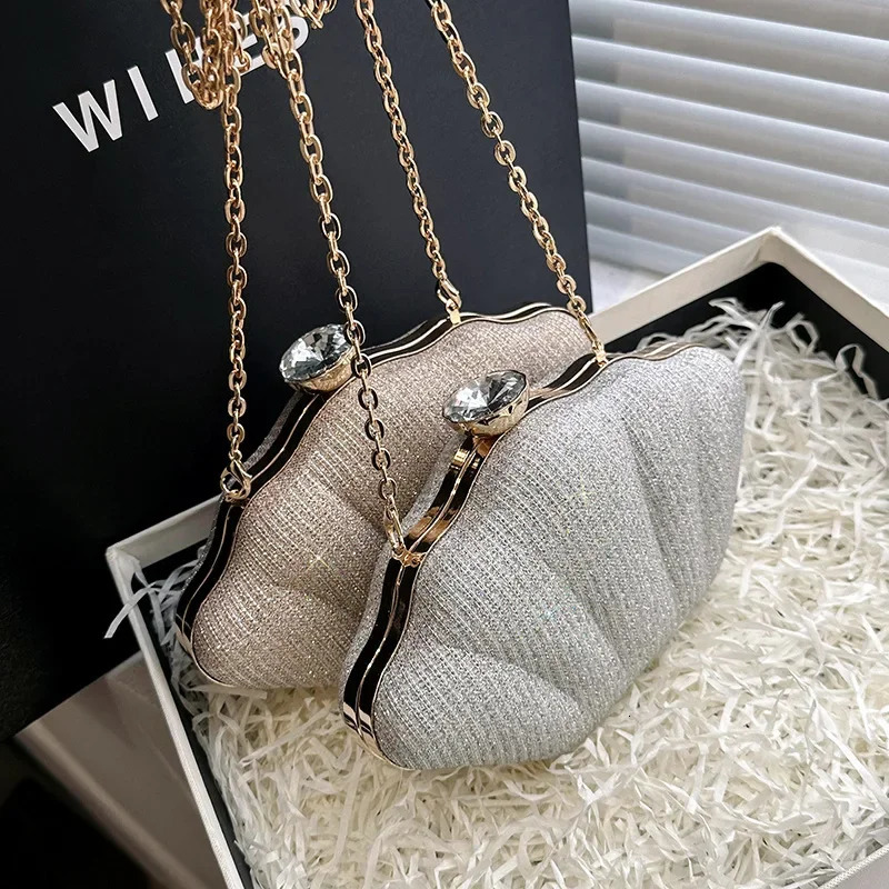 Fashion Shell Shape Lipstick Bag For Women er Evening Bag High Quality Shoulder Bags Cute Purses Crossbody Bag 250305