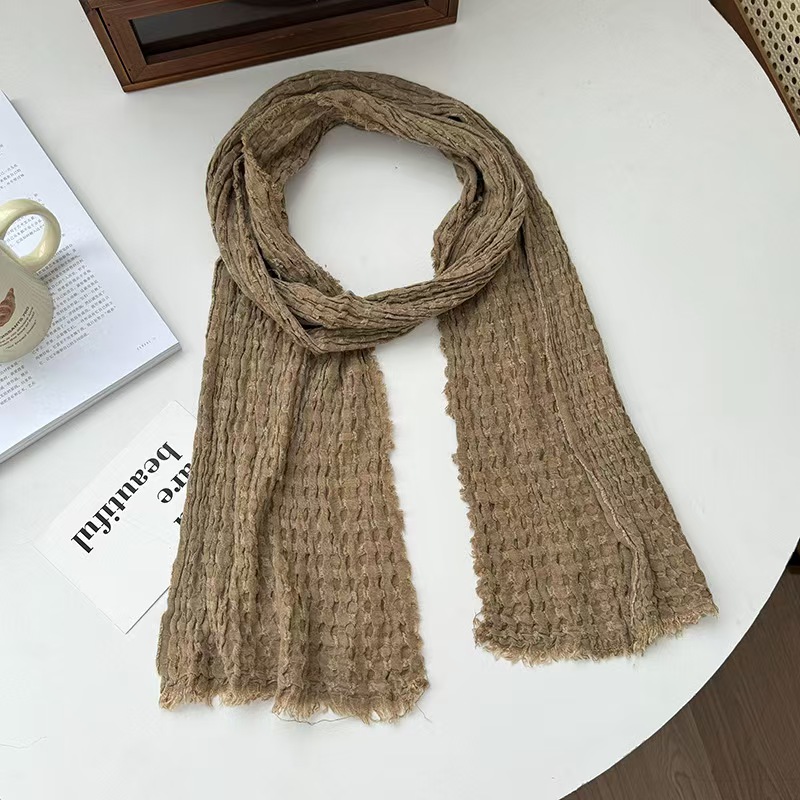 T279 scarf female 2025 new warm long scarf plain ethnic style literary shawl neck collar