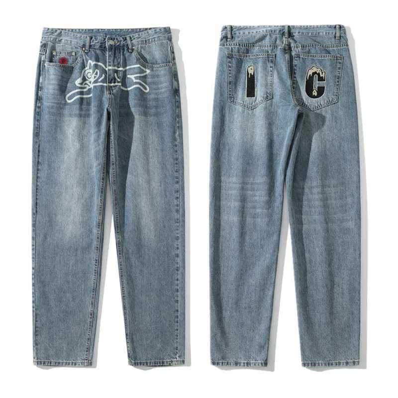 2024 Pantolon Y2K Street Clothing Flying Dog Printed Pocket Jeans Mens Harajuku Fashion Hip Hop Cowboy Trouser Vaqueros X250313