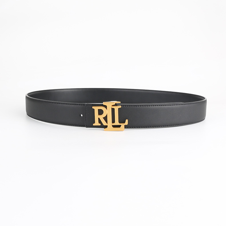 High Quality Genuine Leather Belt Men Luxury Designer RLL Belt Classic Litchi Pattern RL Men Jeans Casual Pants Belt With Box