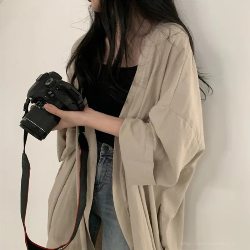 Sun Proof Shirts Women Oversized Sheer Sunscreen Blouses Harajuku Korean Beach Holiday White Long Sleeve Sunscreen Long Blouse 250313