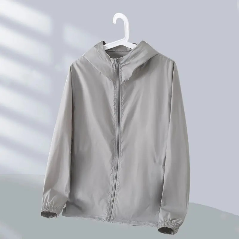 Ice Shreds Breathable Comfort Skin Friendly Cool Solid Color Windproof Outdoors Anti Scratch Mens Sunscreen Jacket Summer 250313