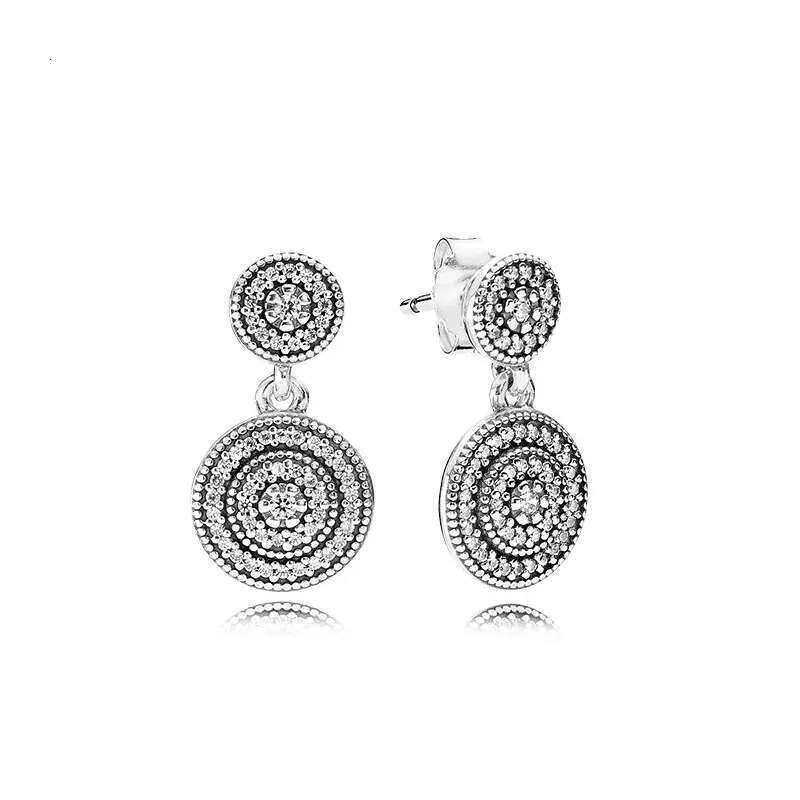 Hot 925 Sterling Silver Sparking Round Heart Feather Zircon Stud Earrings For Women Lovers Christmas Jewelry Special Gift