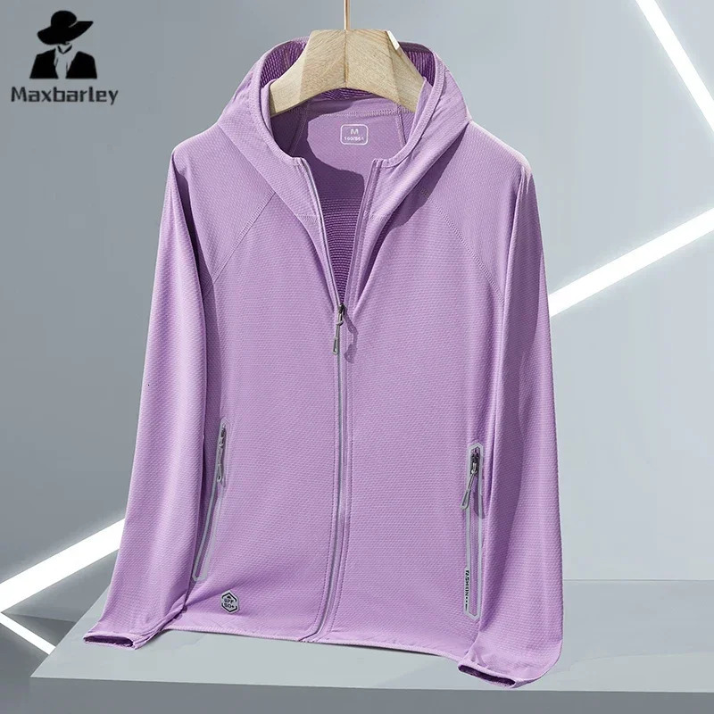 mens and womens sun protection jacket UPF50ice silk hooded outdoor running fitness sweatshirt couple windproof cover 250313
